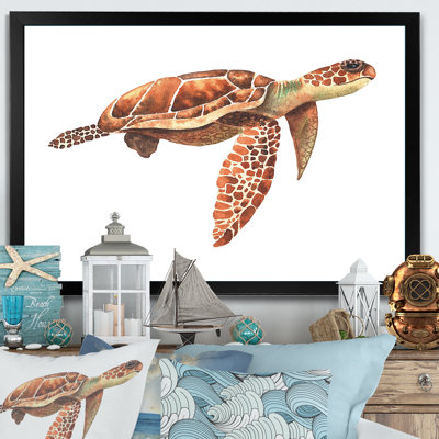 «Cute Brown Sea Turtle», reproduction sur toile