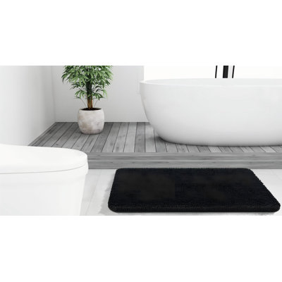 Bathroom Rugs 30x20, Extra Soft Absorbent Chenille Bath Rugs,Black