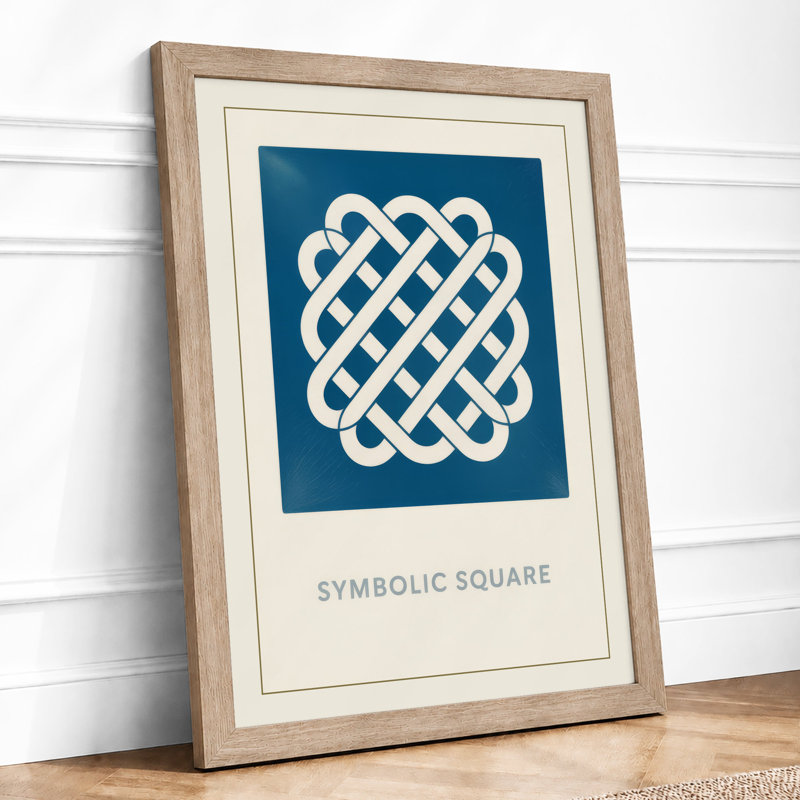 Symbolic Square Geometric - Framed Print, A2 - 59.4 x 42.0 cm, Oak