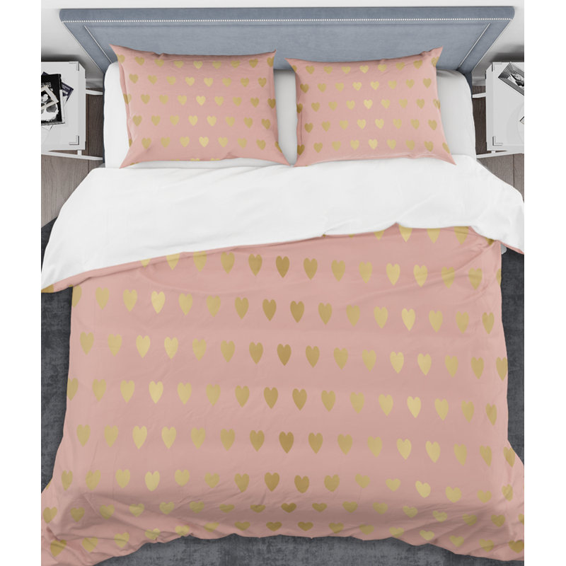 Ensemble de housse de couette hearts mid-century, Housse de couette très grand + 2 taies décoratives