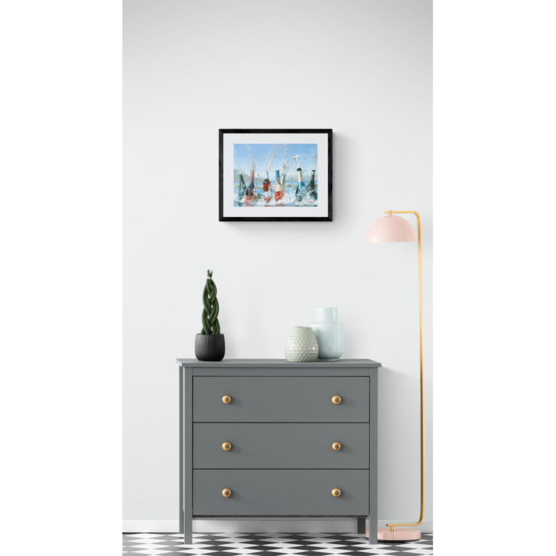 Topless At The Beach Print by Will Enns, 25" H x 33" W, Black Framed Canvas