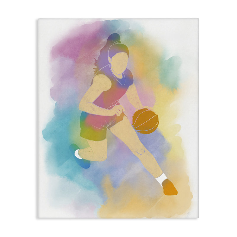 Toile de basketball colorée, design par Marcus Prime, H 20 po x l 16 po
