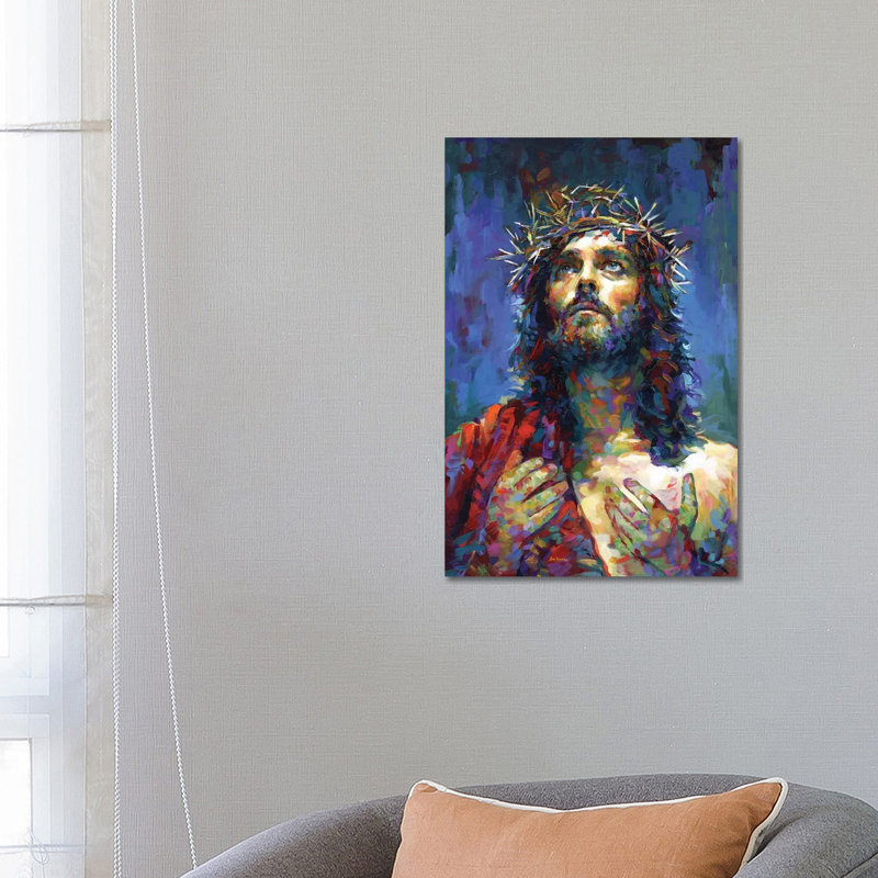 «Jesus Christ» par Leon Devenice - impression d'art graphique, H 26 po x l 18 po x 1,5 po, Toile tendue, Pas de tapis