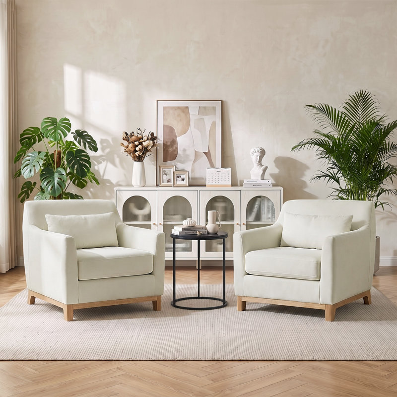 Fauteuil Aishah de 31,5 po de largeur, Velours beige