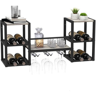 Industrial Gray Wall Mounted Wine Rack