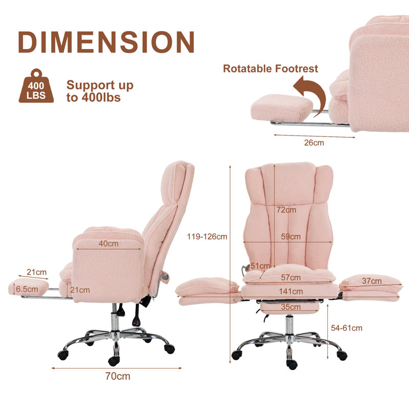 Canora Grey Teddy Office Chair, Pink