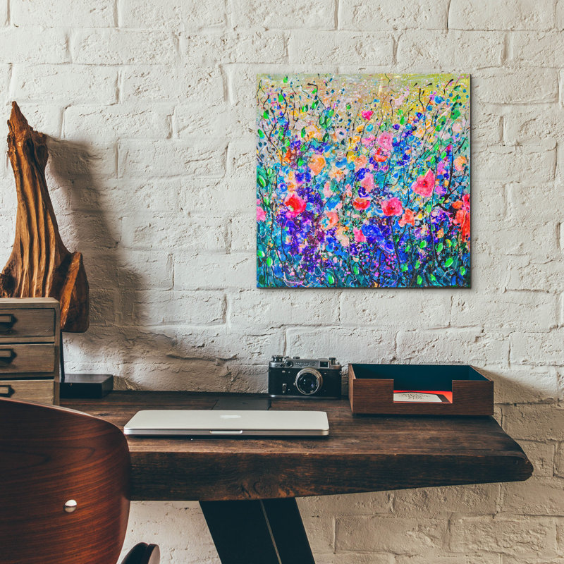 «Colorful Flowers» par Lena Owens, art mural en verre acrylique, H 12 po x l 12 po x P 0,13 po