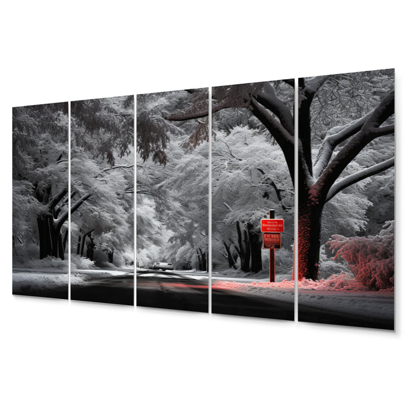 «Red and White Winter Silent Symphony II» sur métal, reproduction de 5 pièces