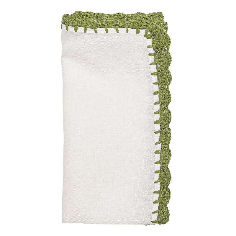 Shell Edge Napkin, White/Green