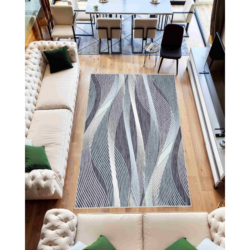 Melnick Machine Washable Living Room Rug Design 7709 - 5X8 (5'2"X7'5"), Grey