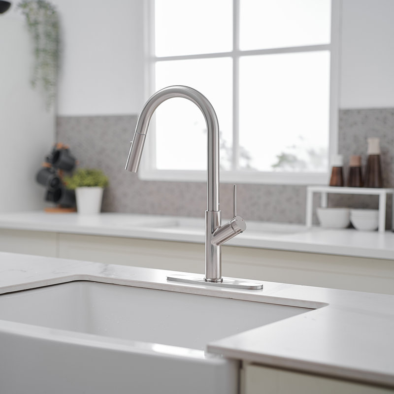 Nickel High-Arc Single Handle Pull-Down Kitchen Faucet