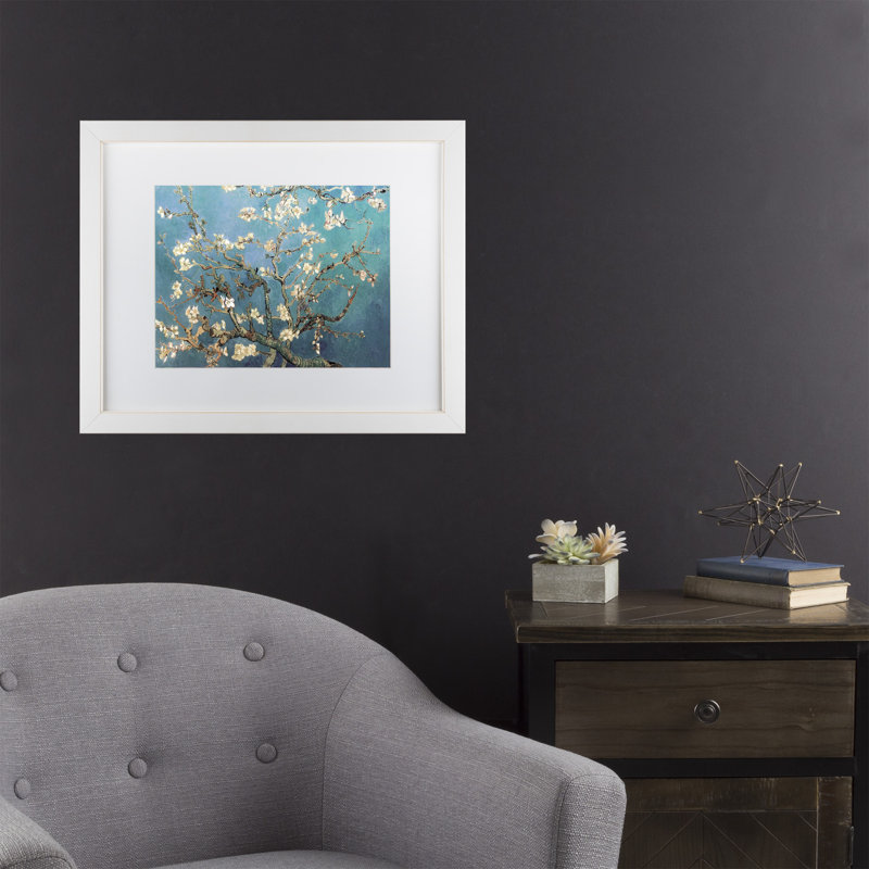 « amande fleurs », reproduction de peinture à l’huile sur toile tendue encadrée, H 11 po x l 14 po