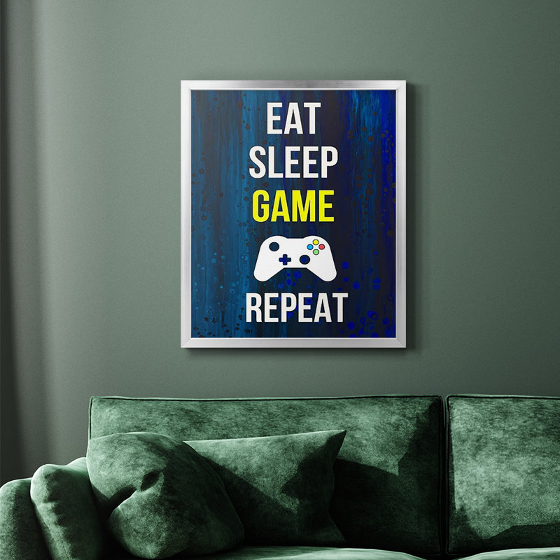 Toile encadrée de qualité supérieure Gamer at Play V - prête à être accrochée, Argent, H 24 po x l 20 po