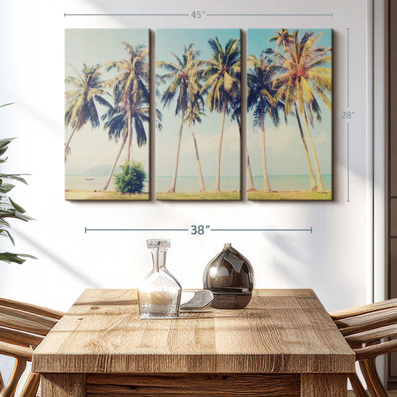 Impression sur toile de palmiers rétro, H 28 po x l 45 po x P 1,25 po