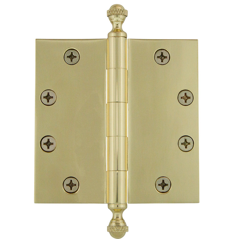 4.5'' x 4.5'' Brass Butt Bearing Hinge, Polished Brass