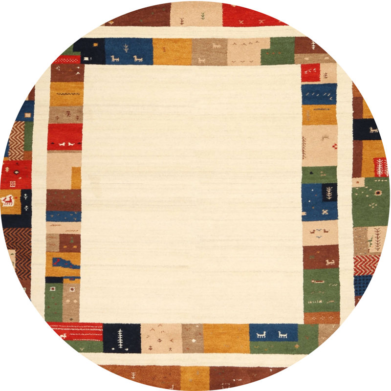 Tapis beige / rouge / vert Ruhlman, Rond 7 pi
