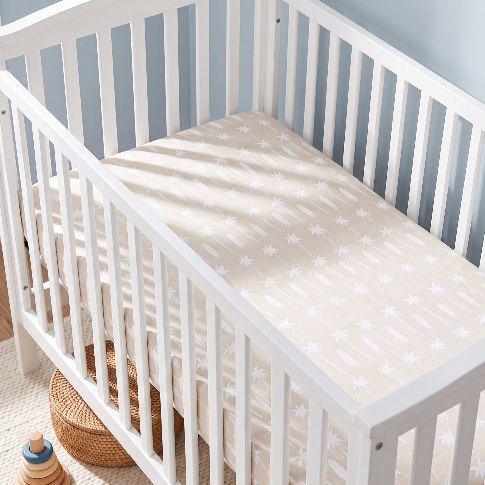Beach Bum Muslin Midi Crib Sheet
