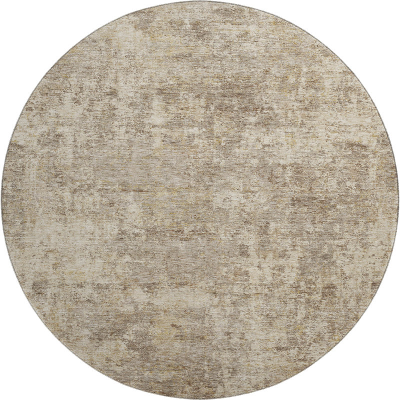 Premium Machine Washable Mayfield AMF2061 Abstract Rug, Taupe, 8' Round
