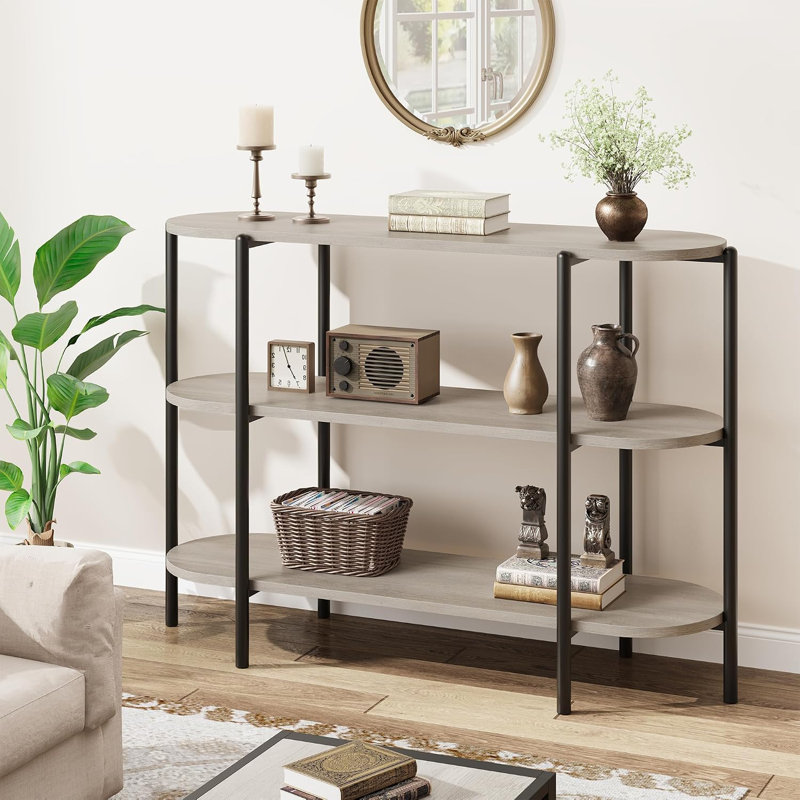 Console ovale industrielle de 47 pouces pour entrée, Gray