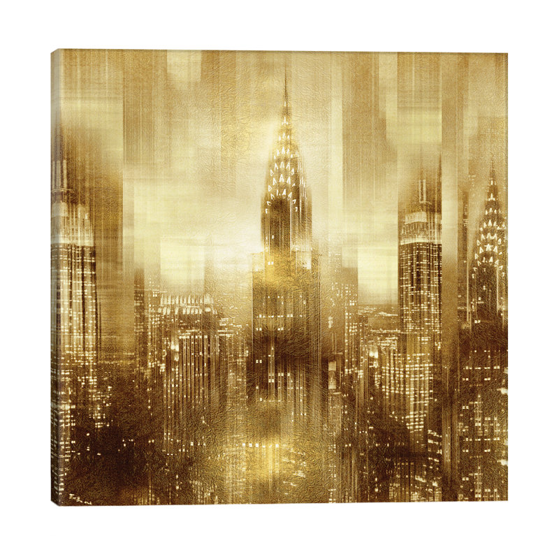 NYC - Reflections In Gold I by Kate Carrigan - Wrapped Canvas Print, 45.72 cm H x 45.72 cm W x 1.91 cm D