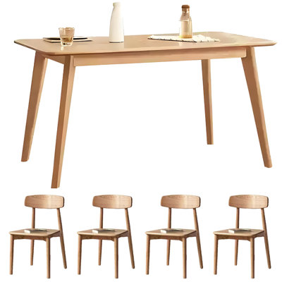 Ensemble de table de salle à manger rectangulaire en bois massif pour la maison