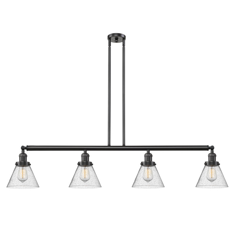 Lemieux 4 - Light Kitchen Island Pendant, 10" H x 52.38" W x 7.75" D, Seedy, Antique Brass