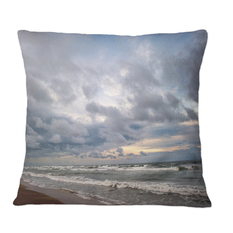 Coussin Pastek Sunset Sky Over Calm Sea II - imprimé nautique et côtier, 18 po x 18 po