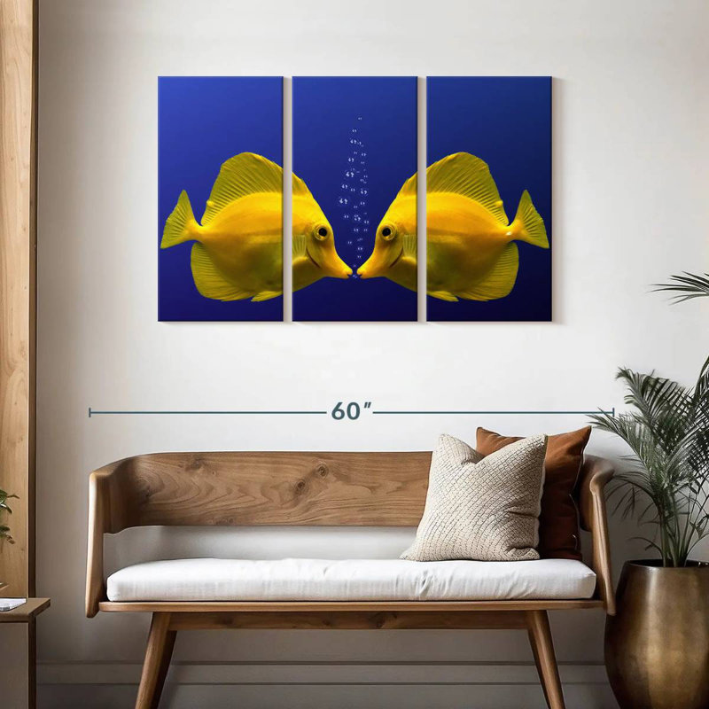Brampt Kissing Yellow Tang Fish, 28" H x 45" W
