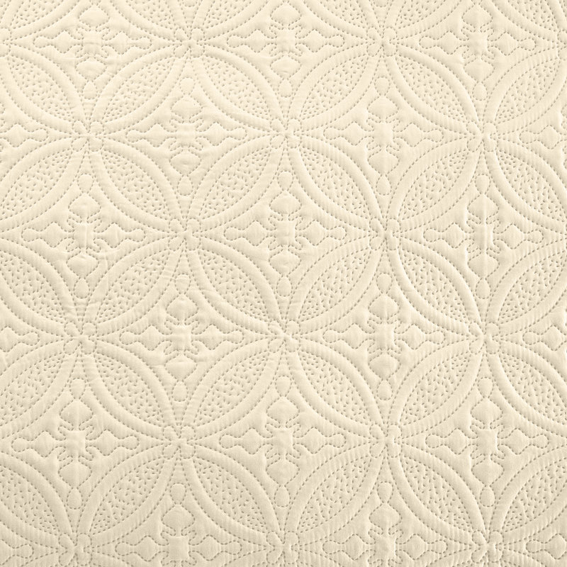 Modern & Contemporary Polyester Machine Tufted Geometric Shapes Quilt Set, Beige Geometric Shapes