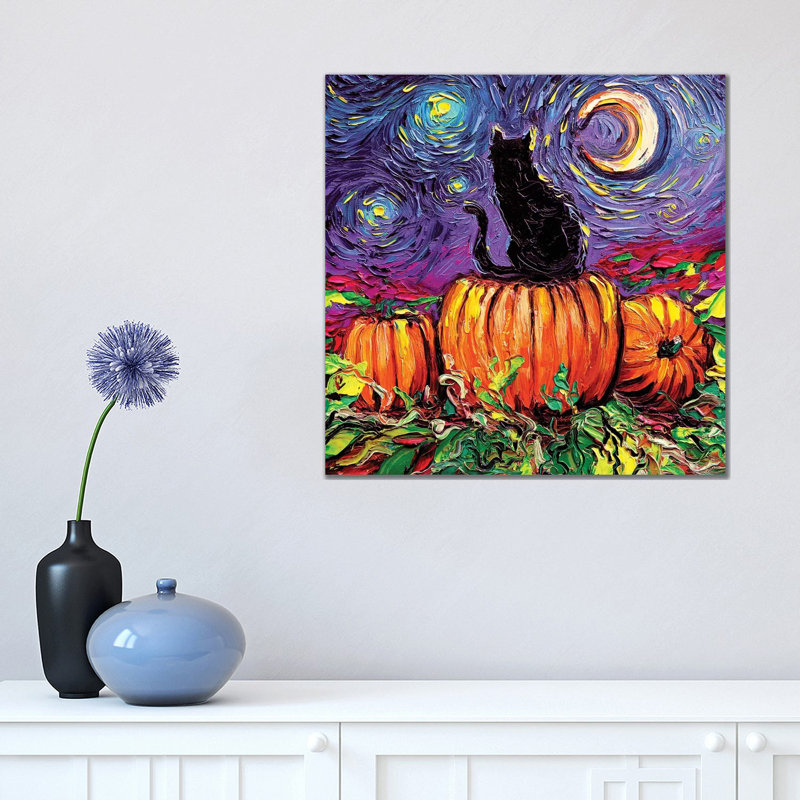 Reproduction d’art, "Starry Hallow’s Eve" par aja Trèves, Pas de tapis, H 18 po x l 18 po x 1,5 po, Toile tendue