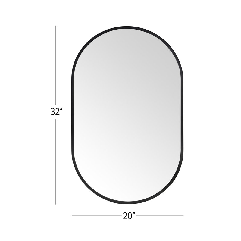 Metal Framed Oval Wall Mirror, 32" x 20"