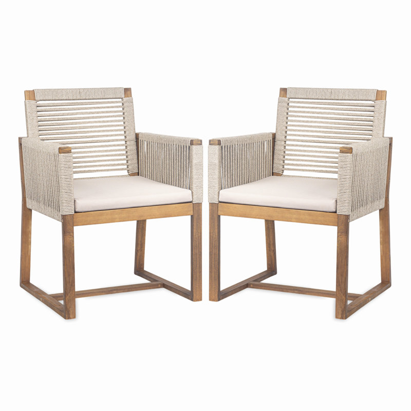 Chaises de patio en bois d'acacia Reese, Brun pâle