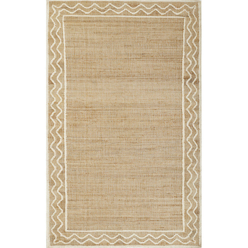 Geometric Handmade Flatweave Jute/Wool Area Rug in Natural, Rectangle 2' x 3'