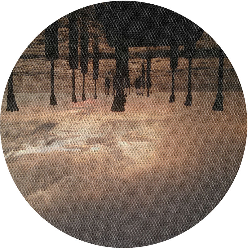 Tapis gris/zone noire à motifs, Rond 6 pi