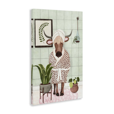 Vache dans un peignoir, art mural par JJ Design House, LLC.