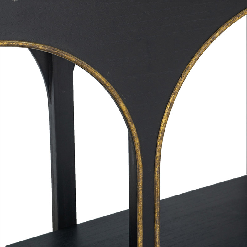 Console 47,2 x 15,7 x 31,9 po en bois noir avec accents dorés