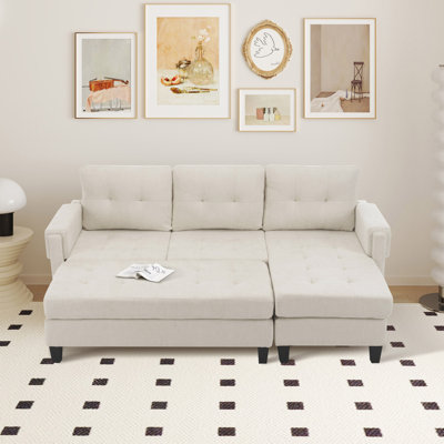 L-shaped Sectional Sofa Bed & Reversible Chaise With Bench And Charging Station
