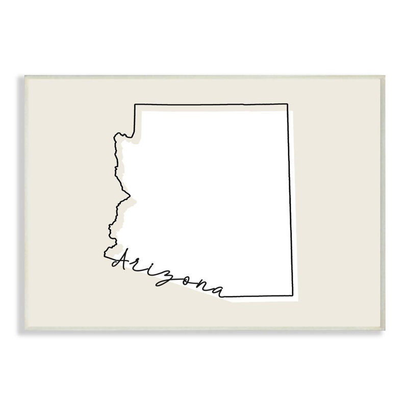 «Arizona Home State Map Neutral Design», impression sur toile, Plaque murale, H 10 po x l 15 po x P 0,5 po