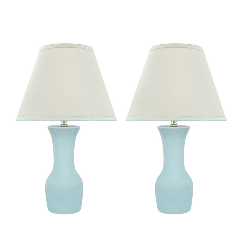 Lampe de table 20 po Moro, Bleu pâle, Blanc cassé