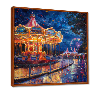 Jaune, bleu, parcs d'attractions Neon Nights - Amusement Parks Wall Art Living Room