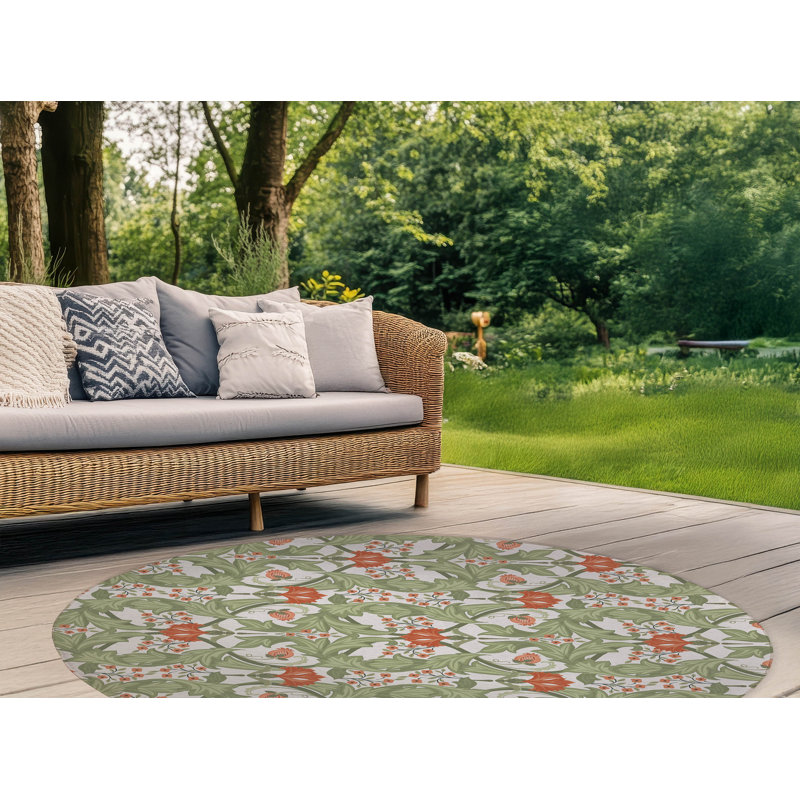 Tapis d'extérieur Ogee Leaf, Rond 5 pi