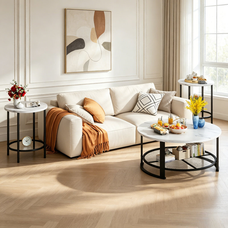 Ensemble de tables basses 3 pièces Brinnley, White