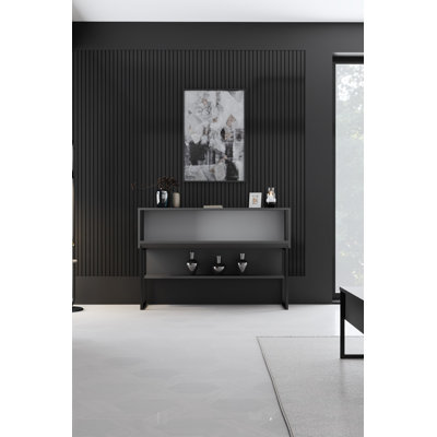 Modern Industrial Dresser with Metal Legs, Black & Anthracite, 47.2 x 31.5 x 11.8 inches | 100% Melamine Coated Particle Board, Thickness: 0.7 inches | Sleek Design, Perfect for Contemporary Bedrooms & Living Spaces