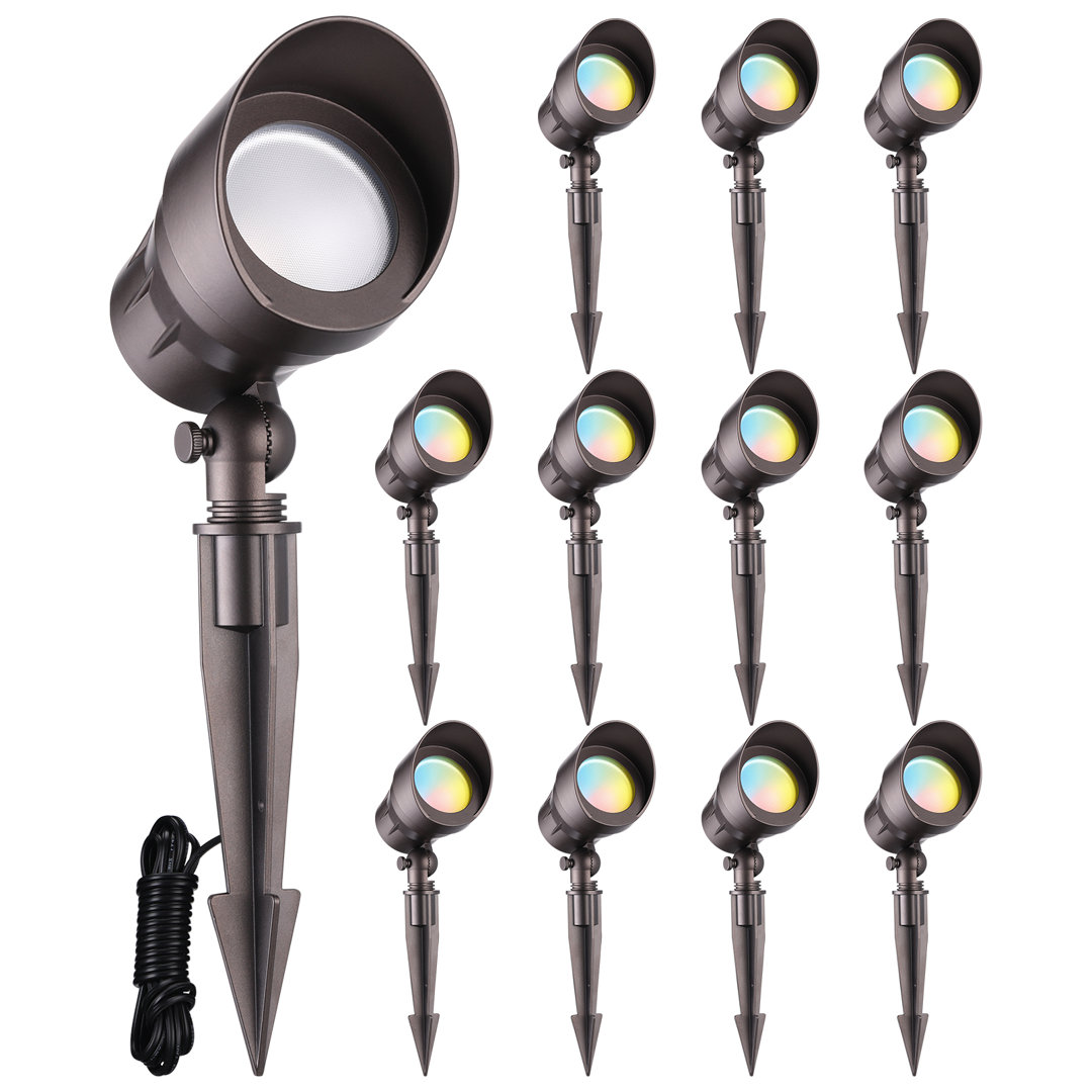 3CCT Low Voltage LED Landscape Spotlight, 12V Waterproof Spot Lights, ETL Listed, 3000K/4000K/5000K (Set of 12) LEDVANS