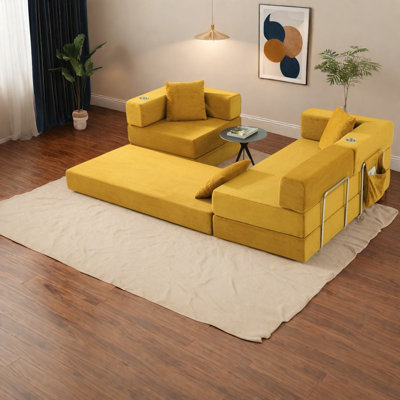 Canapé d'angle pliable et portatif, canapé nuage en velours côtelé de 274 cm (108 po), style moderne pour la maison