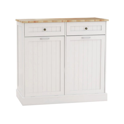 Two Drawers And Two-Compartment Tilt-Out Trash Cabinet