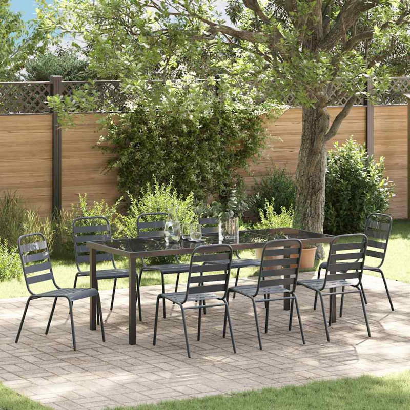 Patio Dining Set with, 73 cm H x 200 cm W x 80 cm D, 9, 8