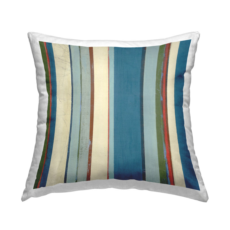 Conception de coussin décoratif asymétrique à rayures bleues par Pippin Schupbach