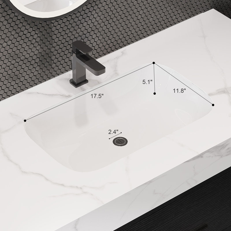 Meuble-lavabo flottant avec lavabo en céramique, Noir