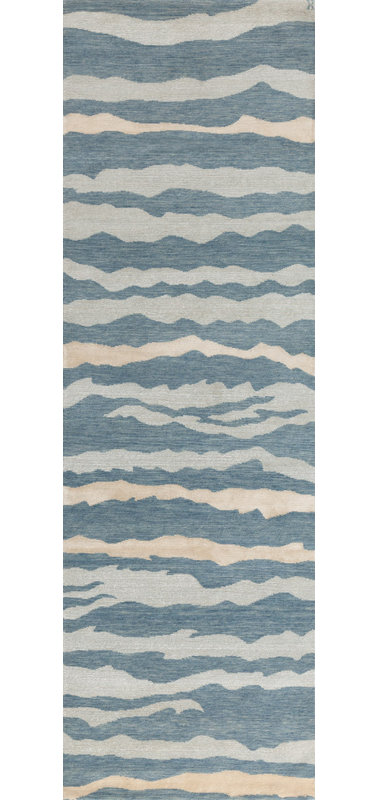 Tigre Abstract Area Rug in Ivory/Blue, Rectangle 8' x 10'